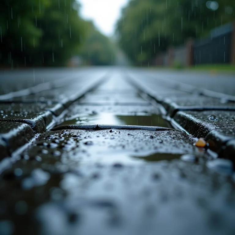 Piso drenante absorvendo água da chuva rapidamente