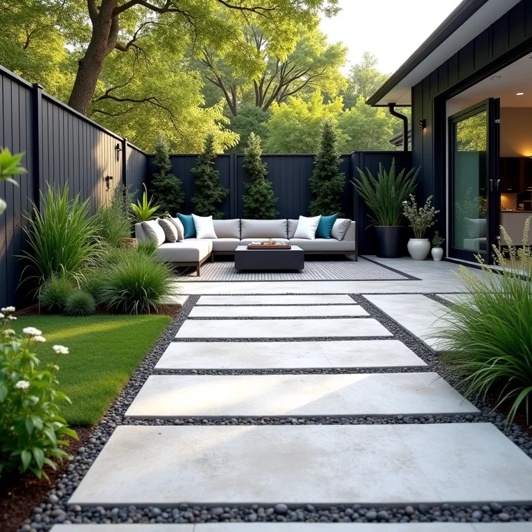 Piso drenante valorizando o design do quintal.