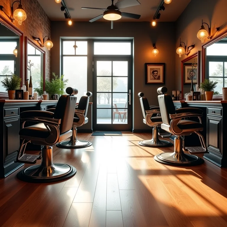 Piso laminado aconchegante em barbearia