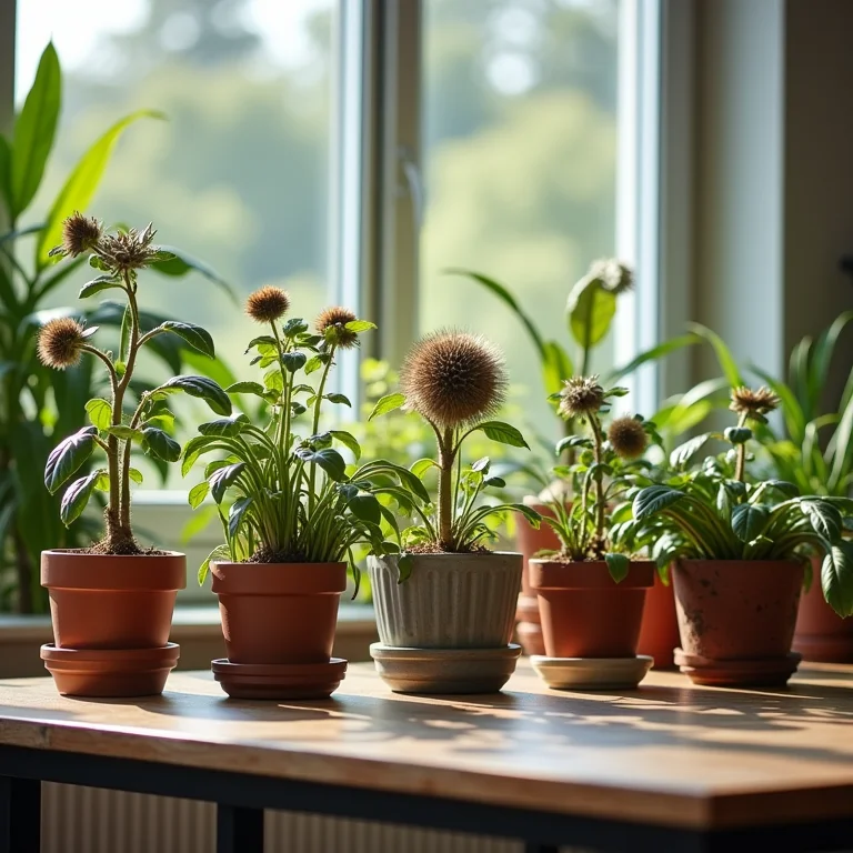 Plantas murchas e morrendo em um escritório