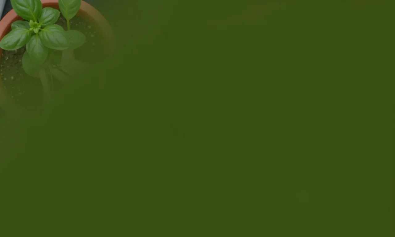 Podando manjericão em vaso.