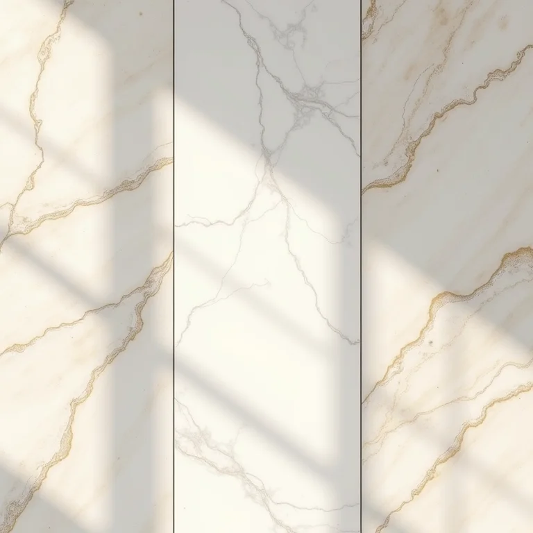 Porcelanato Calacata com acabamentos polido, acetinado e matte