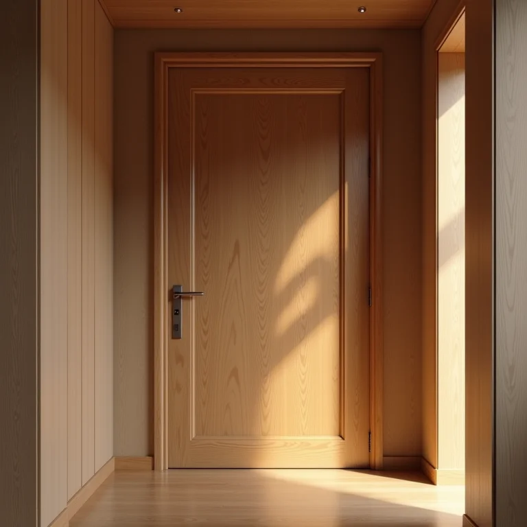 Porta de madeira proporcionando isolamento acústico e térmico