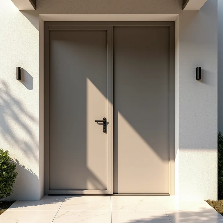 Porta pivotante de alumínio com revestimento em ACM para um design contínuo