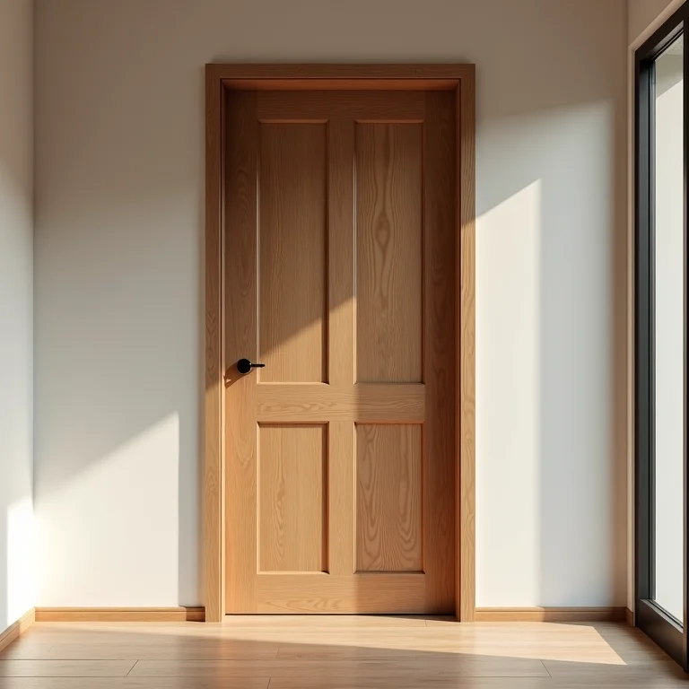 Porta pivotante de madeira com proporções ideais