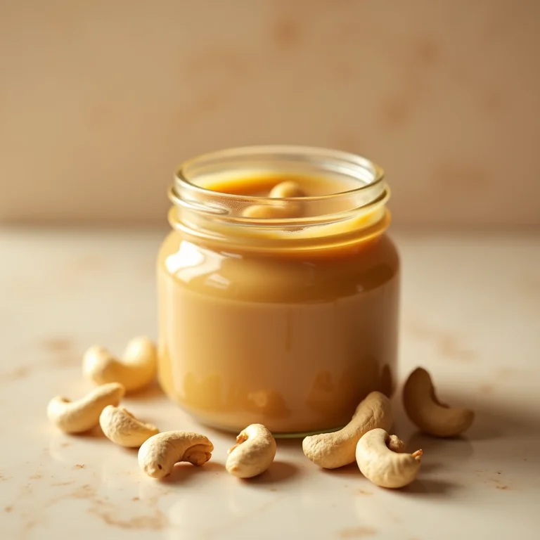 Pote de manteiga de castanha de caju com castanhas.