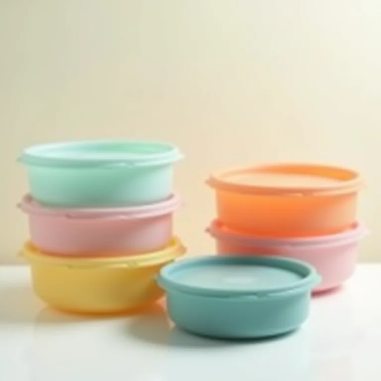 Potes de silicone dobrados para congelar alimentos.
