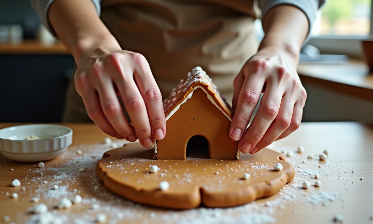 Preparo da massa da casinha de biscoito de gengibre.
