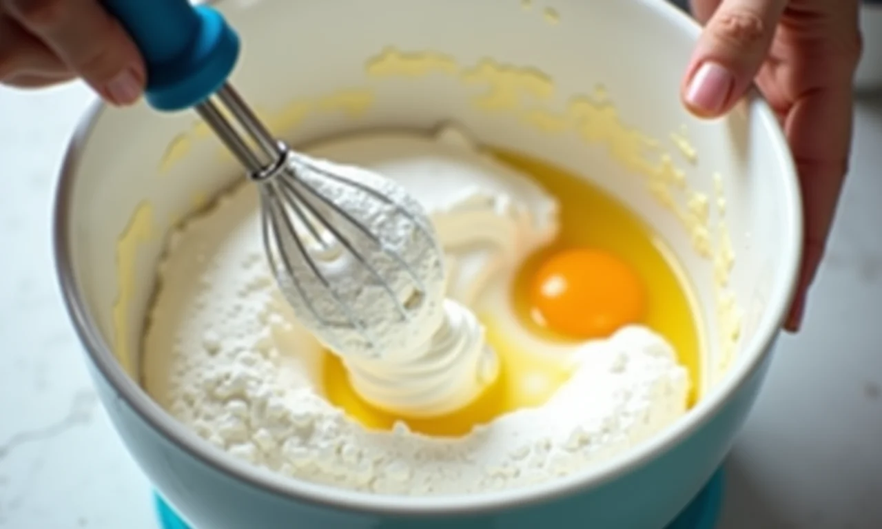 Preparo do glacê real para decorar a casinha de biscoito.