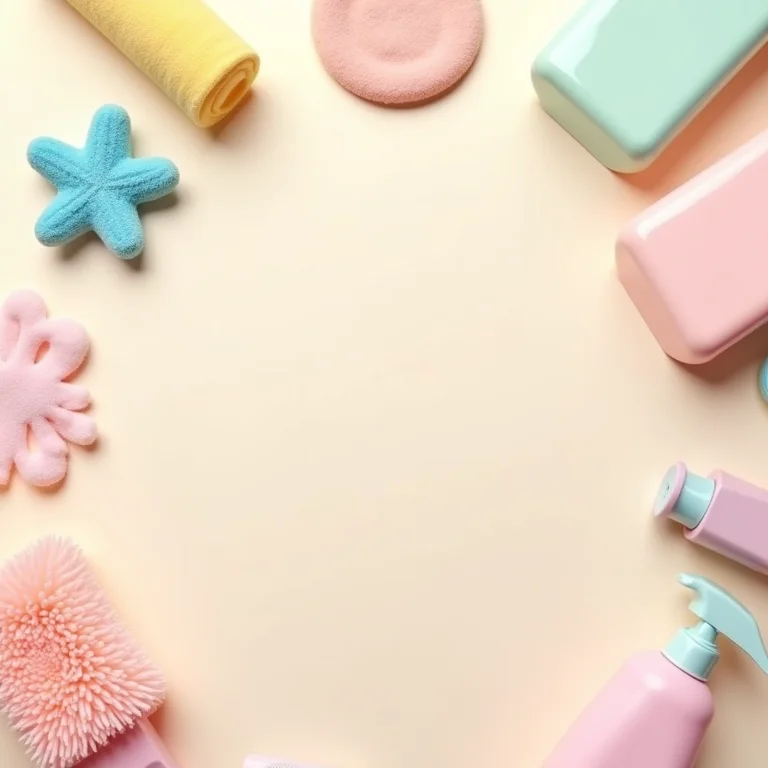 Produtos de limpeza dispostos de forma organizada e estética