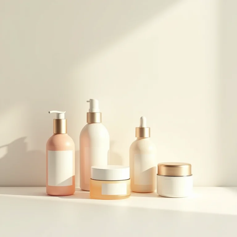Produtos de skincare organizados, foco no autocuidado externo