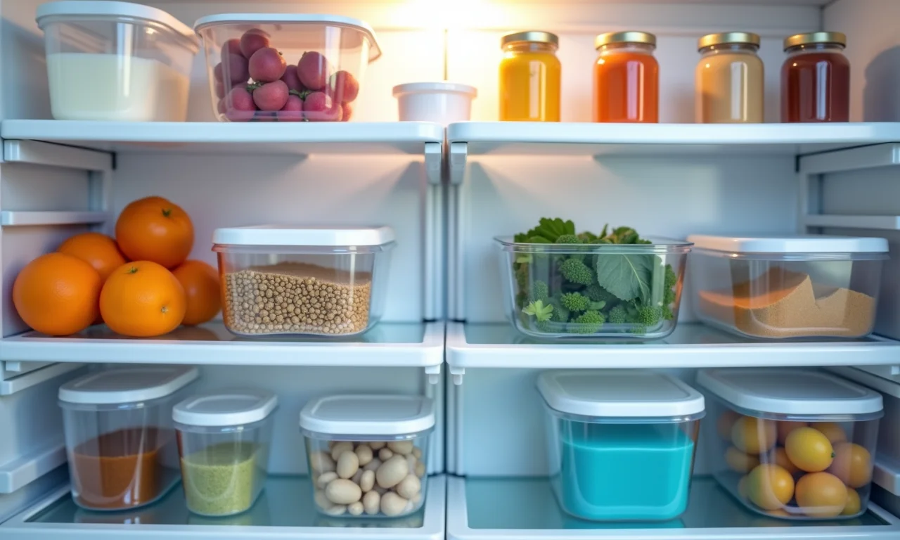 Produtos que auxiliam na organização da geladeira.