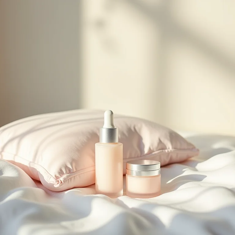 Produtos skincare e máscara de sono para renovação celular