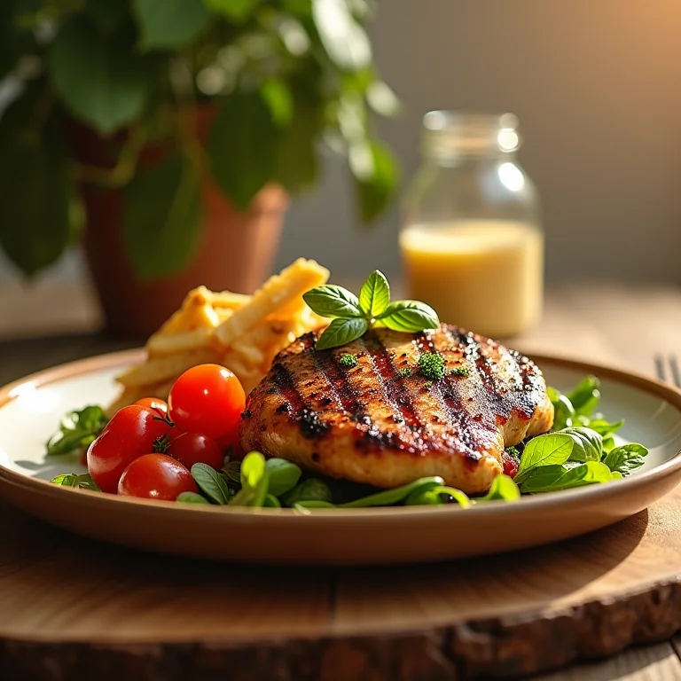 Proteínas magras: frango grelhado com vegetais
