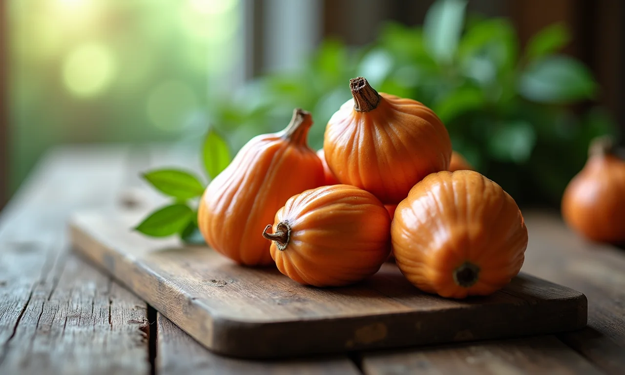 Pupunha orgânica fresca sobre mesa de madeira rústica, destacando sua textura.
