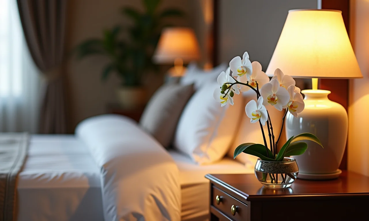 Quarto com orquídeas, beleza exótica e sofisticação.