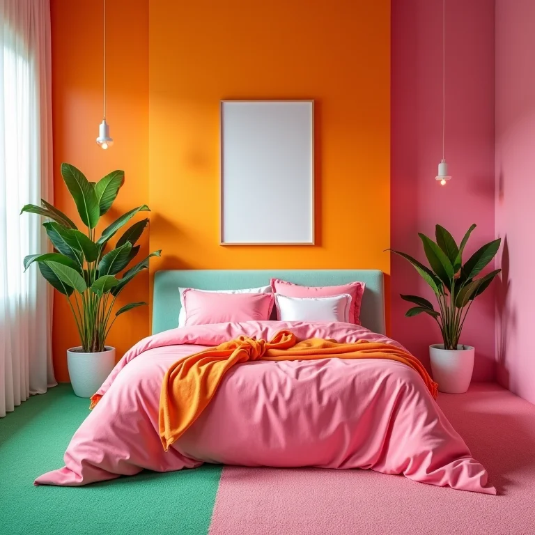 Quarto com paleta de cores conflitante