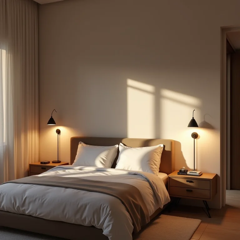 Quarto moderno com interruptores intermediários.