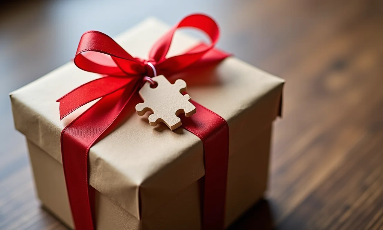 Quebra-cabeça de palito de picolé embalado para presente.