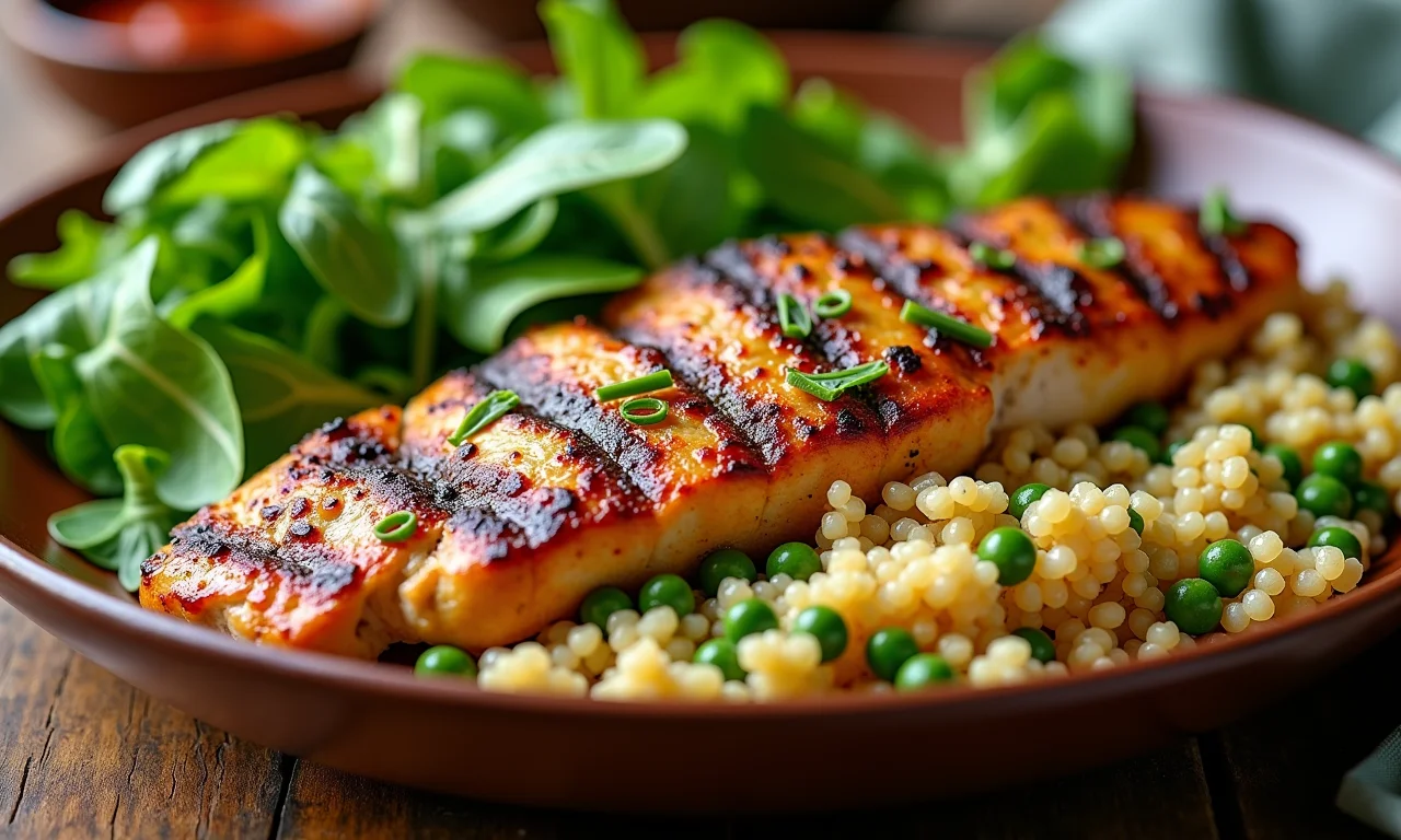 Refeição rica em proteínas de alto valor biológico para recuperação muscular.