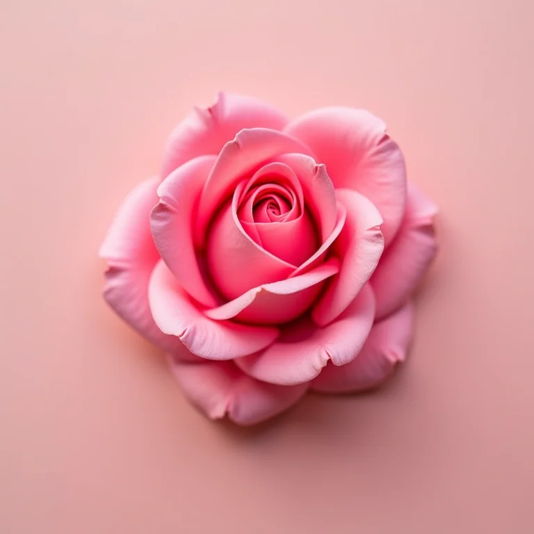 Rosa de tecido rosa feita à mão com pétalas delicadas.