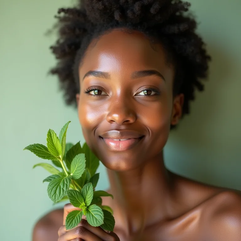 Rosto sequinho com hortelã