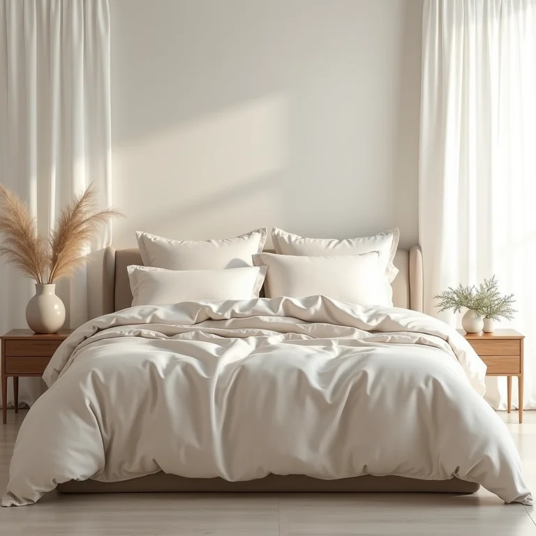 Roupa de cama confortável e estilosa em tons neutros