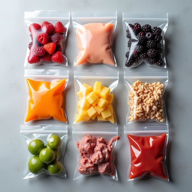 Sacos para congelamento de alimentos organizados