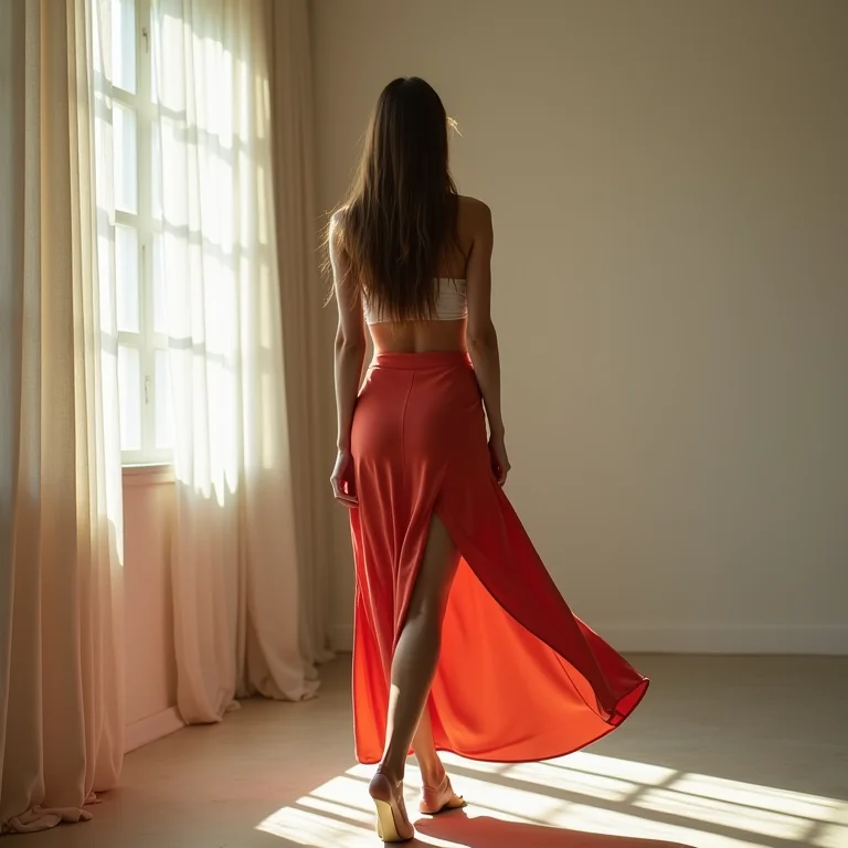 Saia longa com fenda para festa