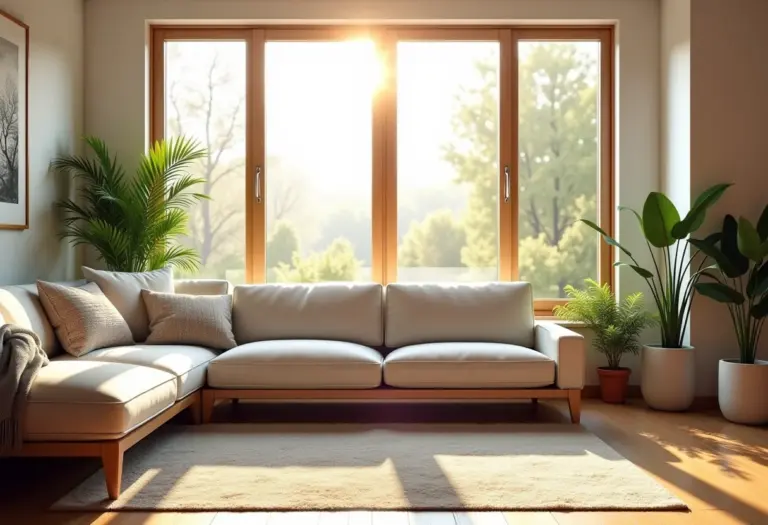 Sala de estar iluminada com luz natural