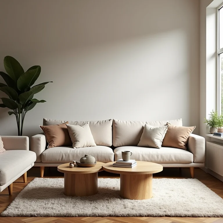 Sala de estar organizada e convidativa com luz natural