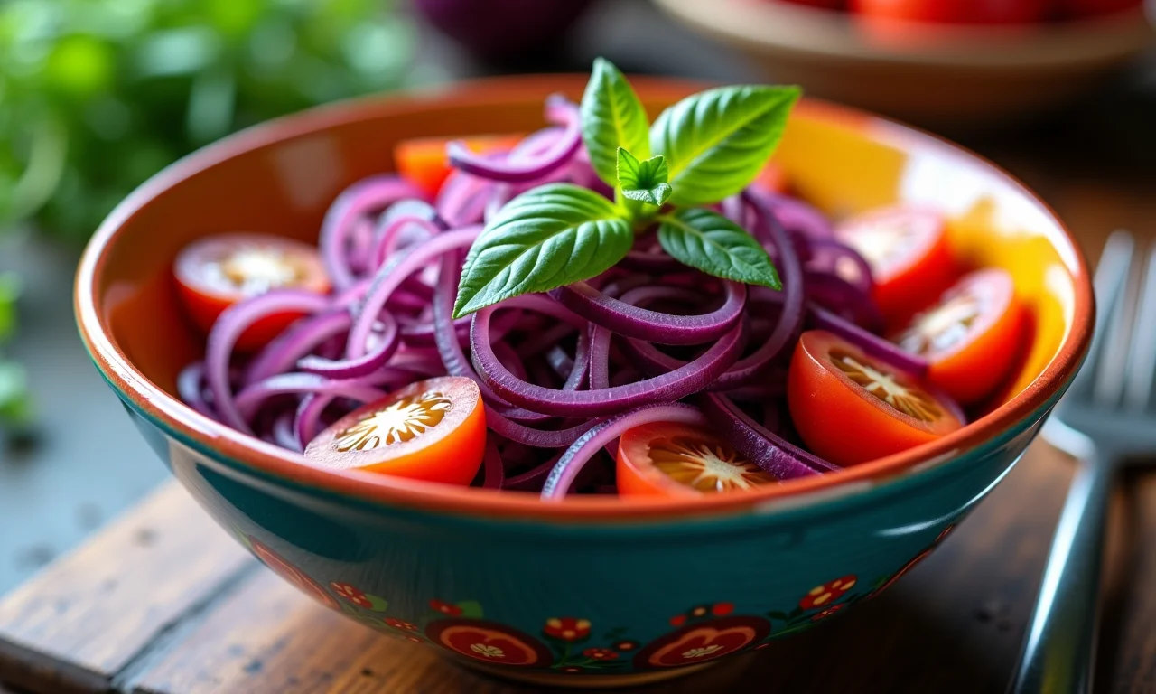 Salada de Bilimbi com Tomate e Cebola Roxa.