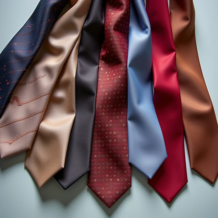 Seleção de gravatas de diferentes cores e materiais.