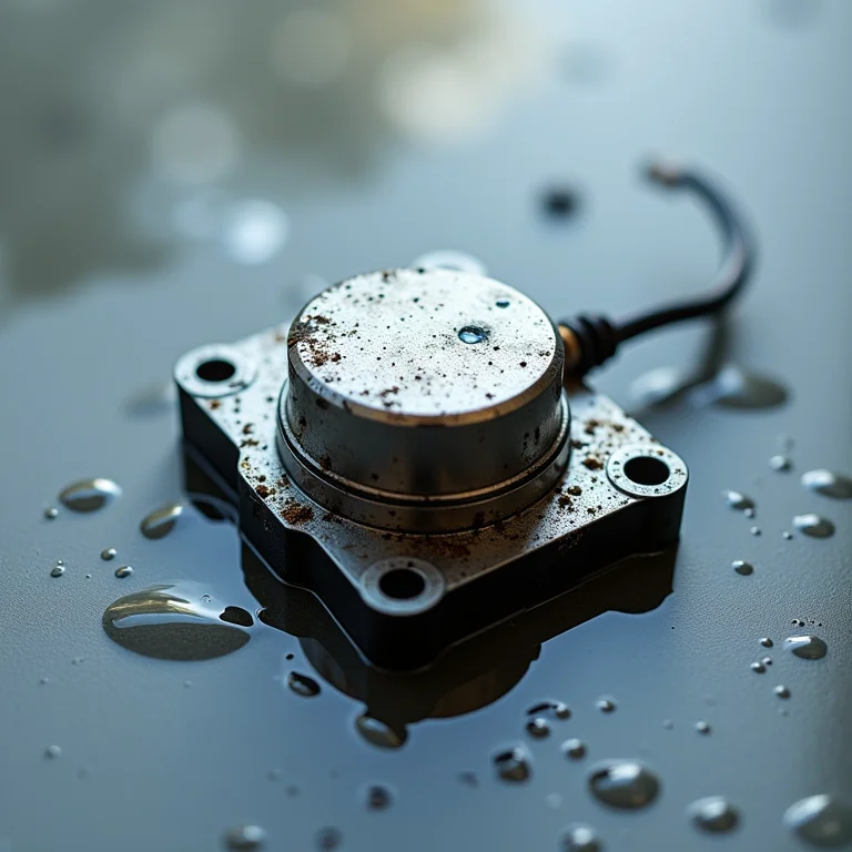 Sensor magnético danificado pela exposição às intempéries.