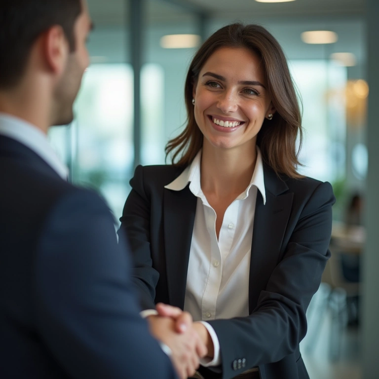 Aperto de mão entre cliente e representante de agência de marketing.