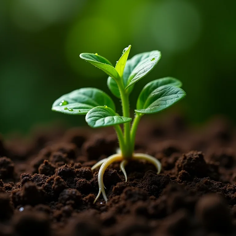 Solo úmido ao redor de uma planta Fitônia.