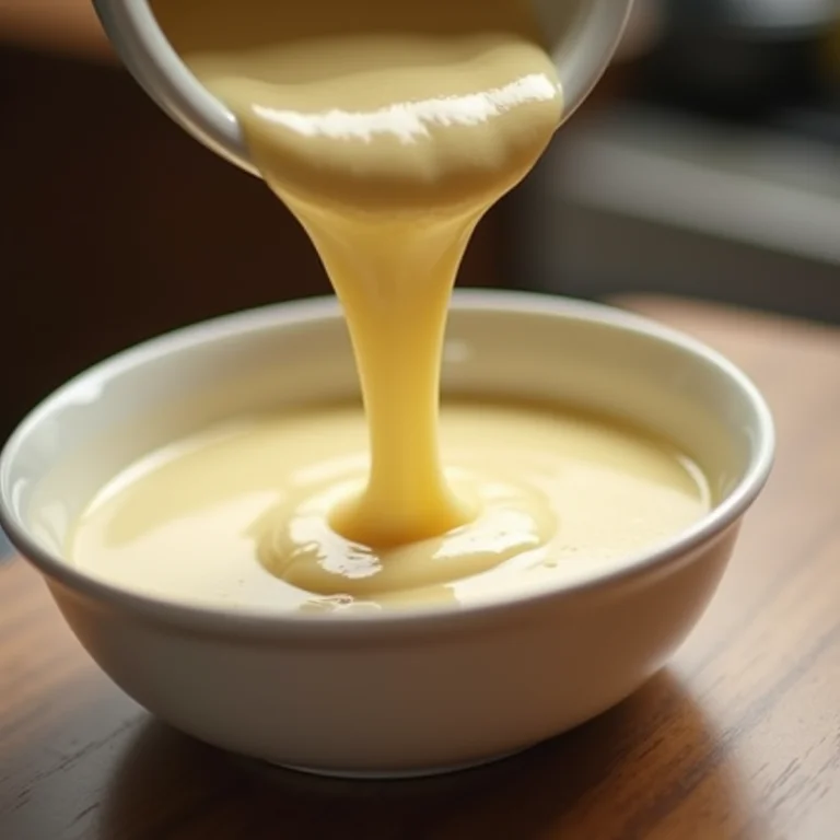 Sopa cremosa sendo despejada em um bowl, mostrando a textura aveludada