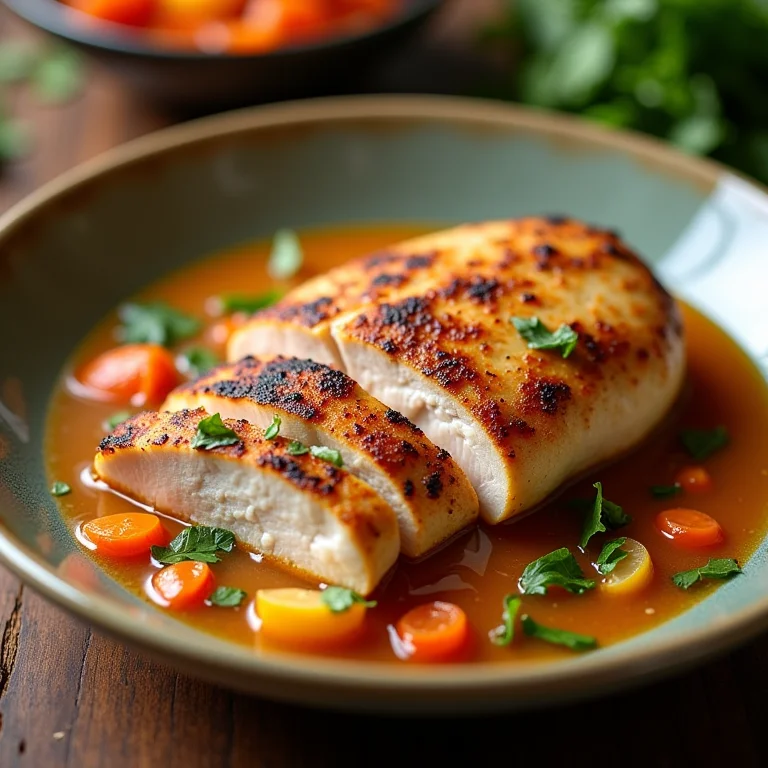 Sopa de legumes com frango grelhado