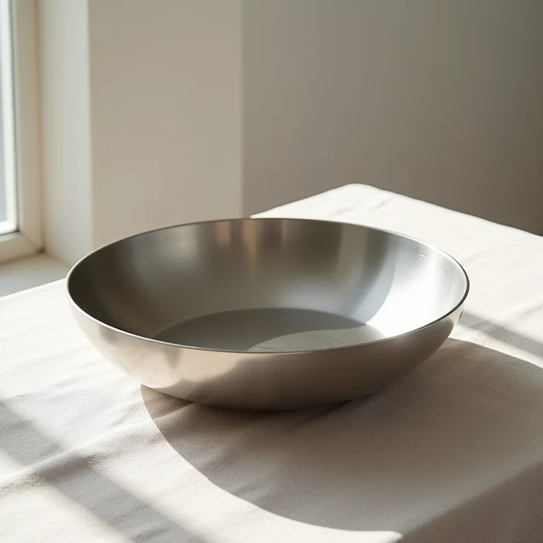 Sousplat de aço inox moderno.