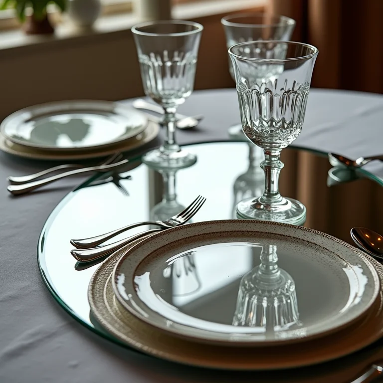 Sousplat de espelho sofisticado e glamouroso