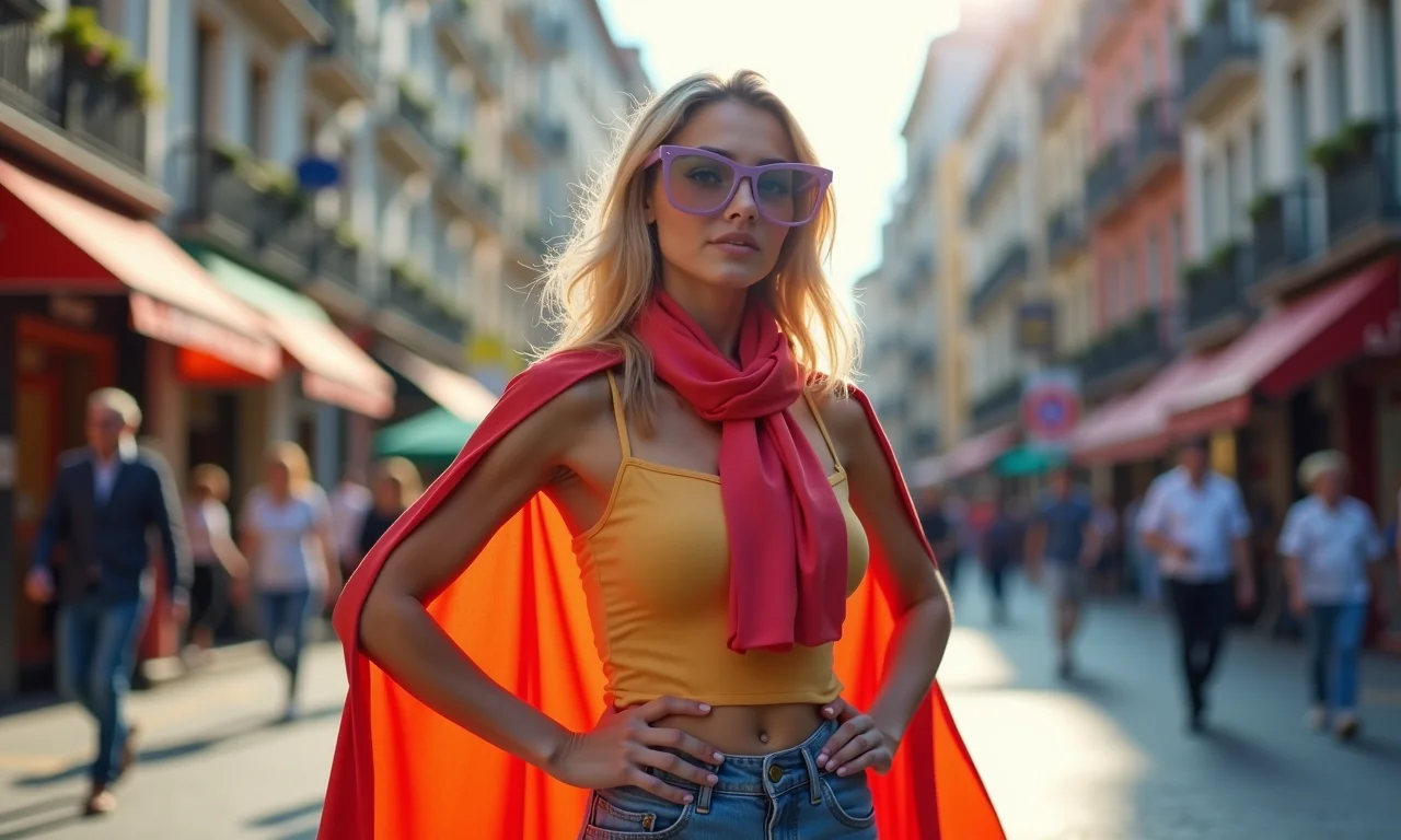 Super-heroína improvisada no carnaval.