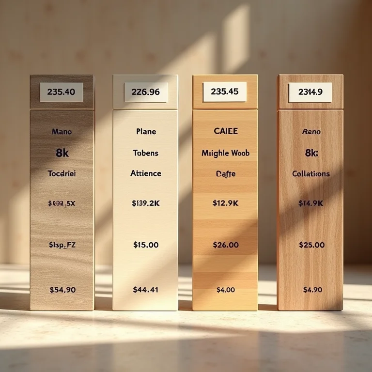 Tabela comparativa de preços de diferentes tipos de assoalho naval.