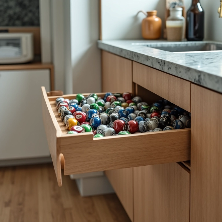 Tampinhas de garrafa coletadas pelo imã do abridor.