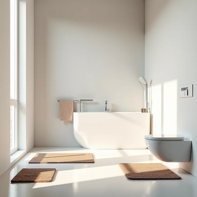 Tapetes de banheiro de diferentes tamanhos e formatos