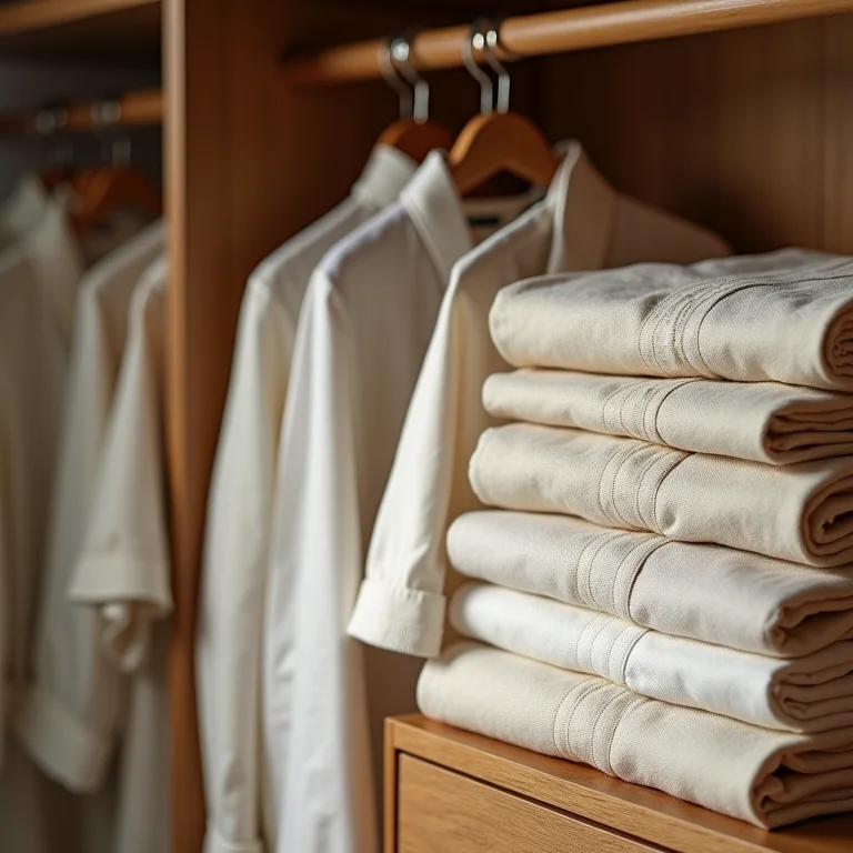 Tecidos delicados armazenados corretamente em armário.