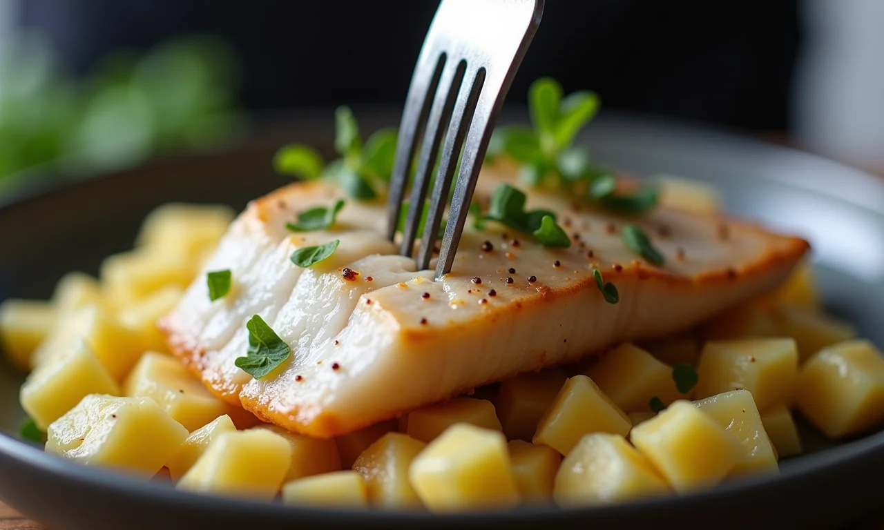 Testando o ponto de sal do bacalhau.