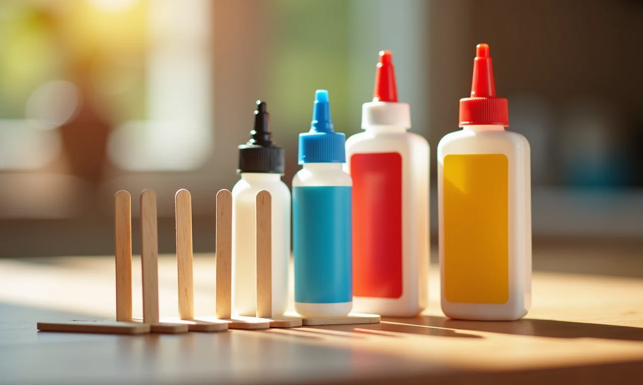 Testando tipos de cola para quebra-cabeça de palito de picolé.