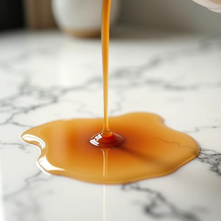 Teste de porosidade: café derramado em bancadas de granito e mármore