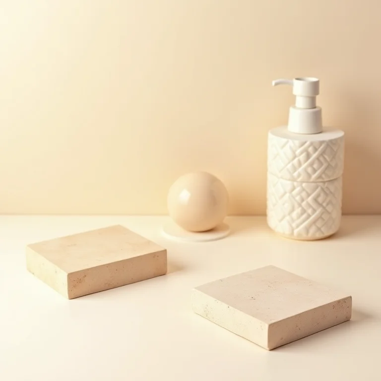 Tipos de revestimento 3D que combinam com banheiro bege.