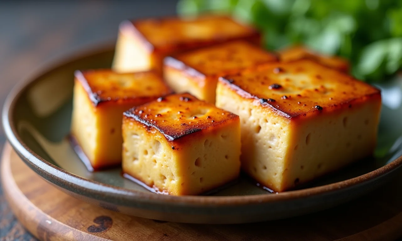 Tofu defumado da SoyGood em close-up.